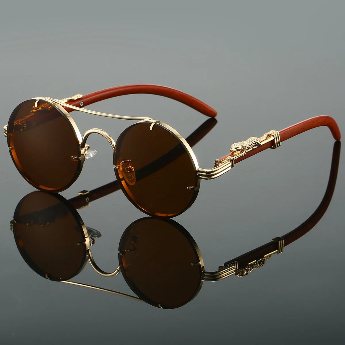 Retro Round Metal Sunglasses Fashion Pilot Gradient Driving Men's Shades Women Vintage Trendy Brand Design Sun Glasses