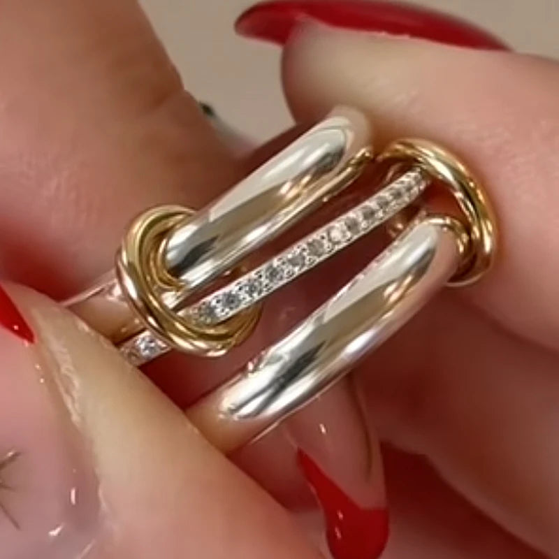 Ring Stack Set For Women Men INS Fashion Stainless Steel Silver Color Cubic Zirconia Spinelli Ring Finger Jewelry Trends 2025