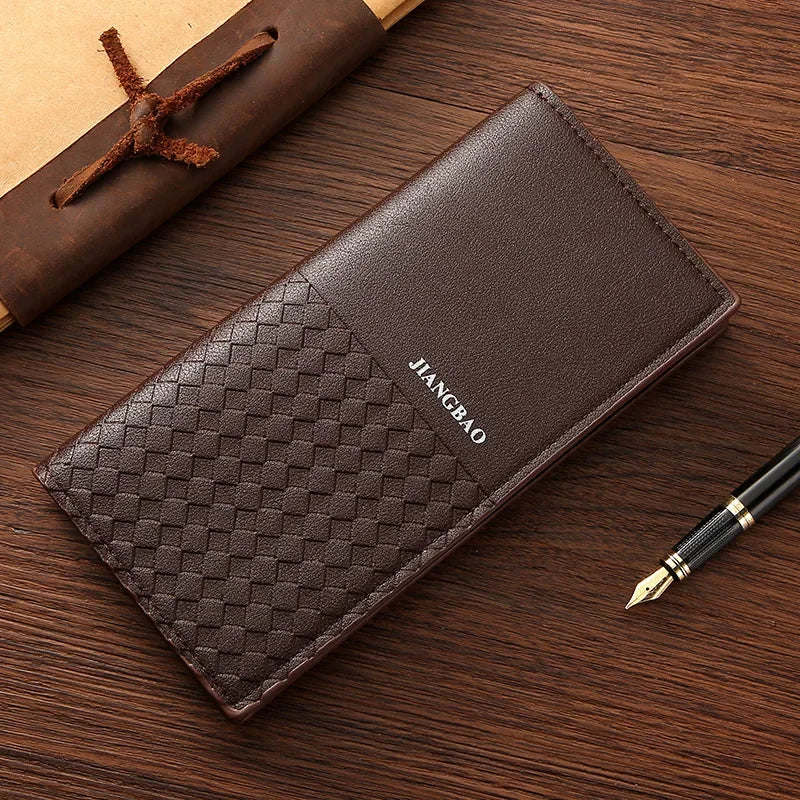 High-quality  Long Wallets for Men Brown Leather Rfid Blocking Bifold Slim Wallet Man Cash Envelope Zipper Coin Pouch  도매