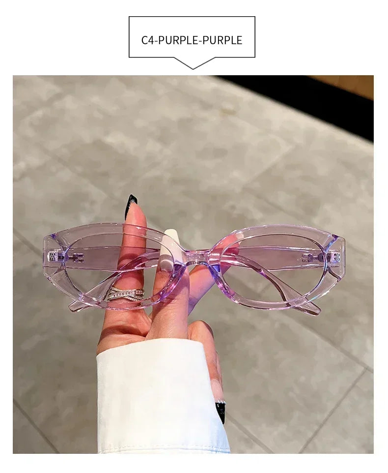 Popular Fashion Oval Women Luxury Sunglasses Retro Brand Designer Jelly Color Shades UV400 Men Rivets Sun Glasses