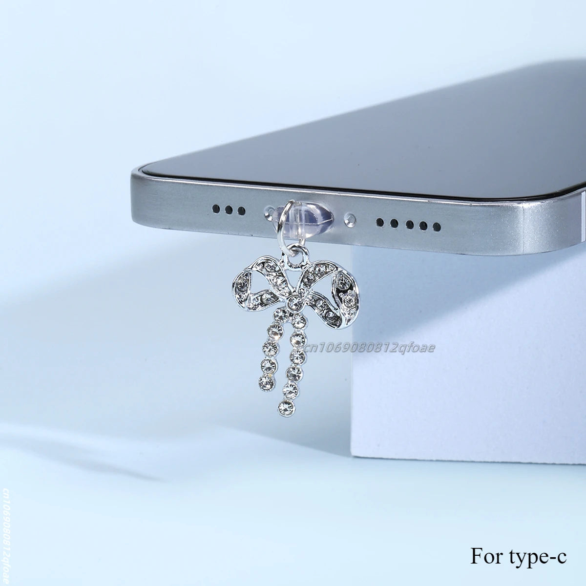 Mobile Phone Dust Plug Pendant New Butterfly With Artificial Pearls And Diamonds Accessory Decoration For iPhone Type-c Port