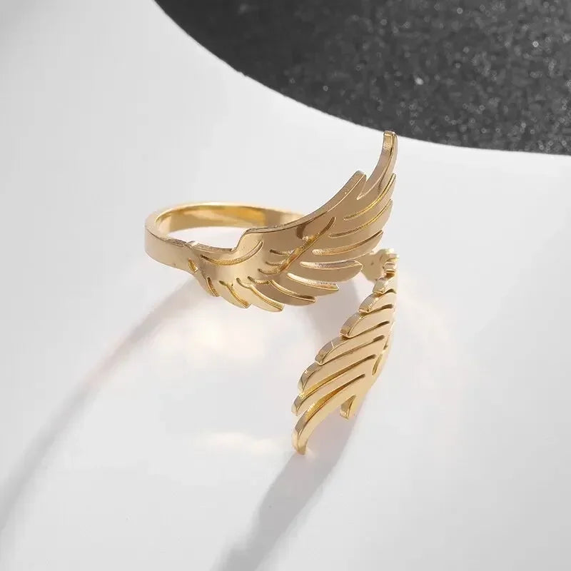 Gold Color Cute Cat Head Chain with Glasses Ring Green Zircon Animal Dog Adjustable Ring Men and Women Hip Hop Trendy Jewelry