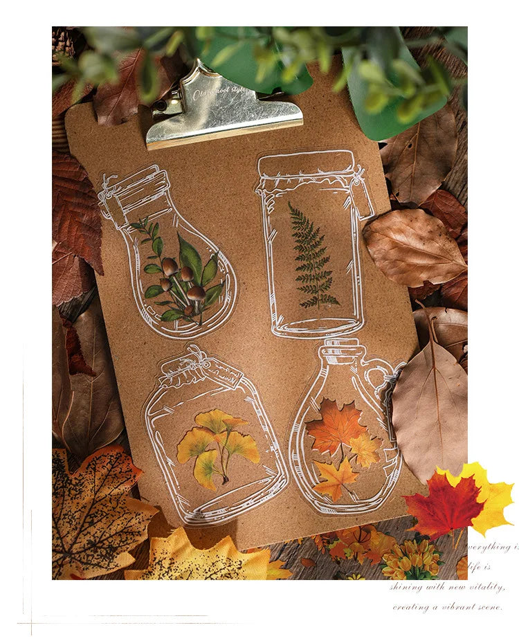 1pack Transparent Flowers Plants PET Decorative Stickers Diary Scrapbooking Material Deco Album Stationery Stickers