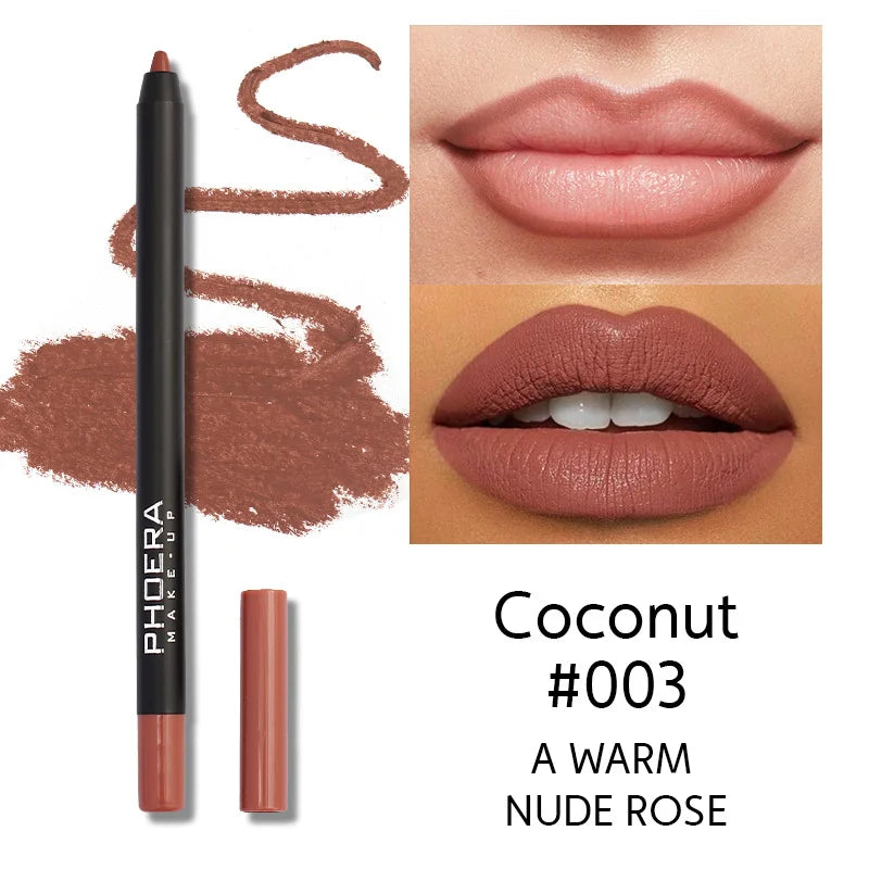 12 Color Lip Liner Pen Smudge-proof  Longwear Rich Lips Colors Smooth Application Color Sensational Shaping Lip Liner Lip Makeup