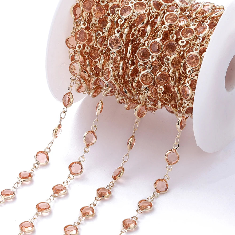 1Meter Colorful Glass Crystal Beads Chain Copper Chains For Necklace Bracelet Jewelry Making DIY Components Accessories
