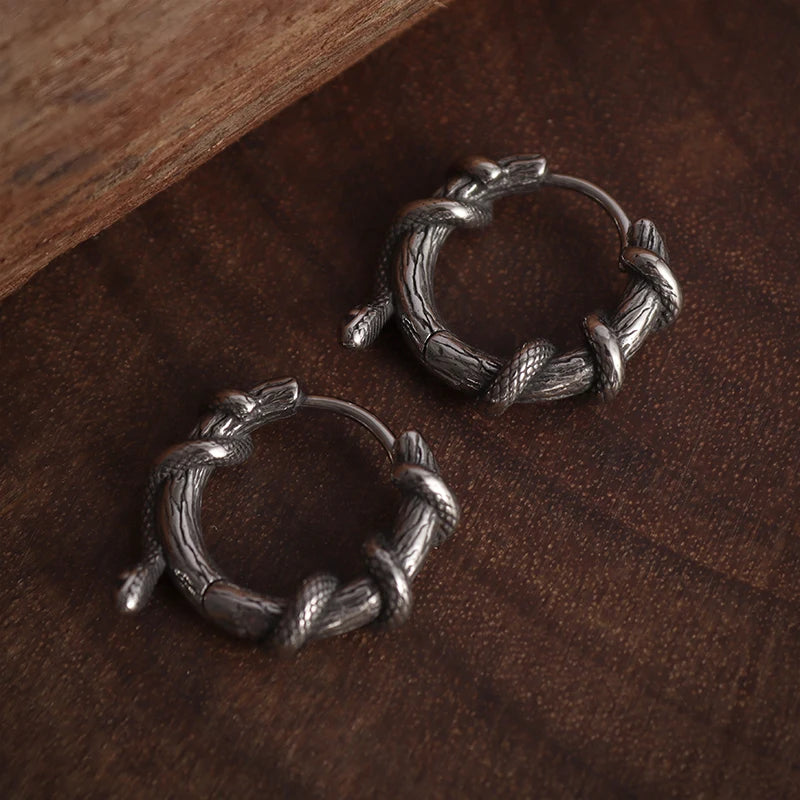 Fashion Personality Creative Snake Winding Plant Vine Hoop Earrings for Men Women Daily Wear Hypoallergenic Luxury Jewelry