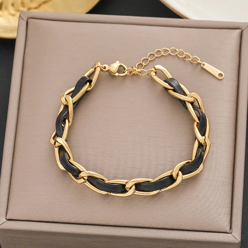 316 Stainless Steel Butterfly Heart Belt Twist Multilayer Chain Bracelet For Women Jewelry Party Gifts Bijoux Pulsera