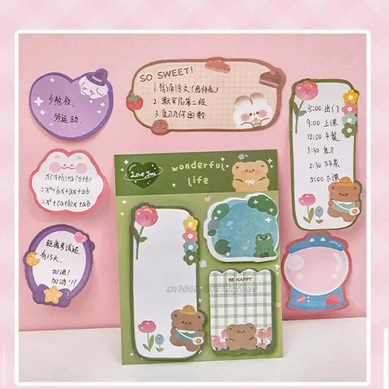 60sheets Sticky Notes Cute Cartoon Colorful Memo Pad Ins Kawaii Stationery Posted Tabs Its Memo Message Paper School Supplies