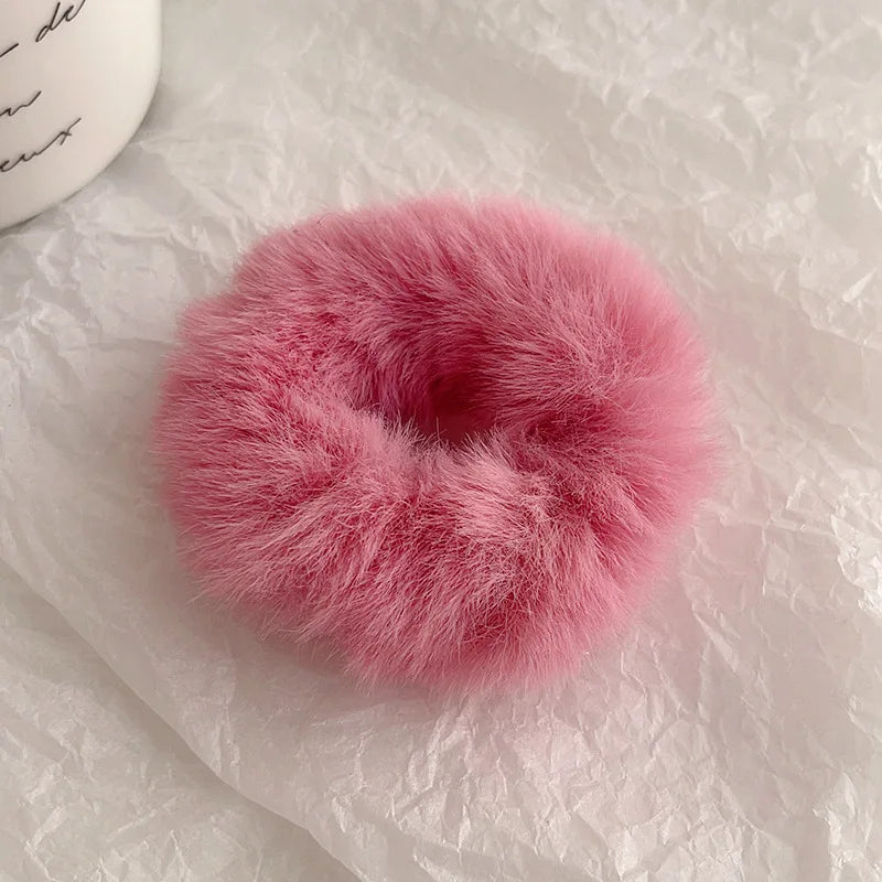 Autumn and Winter Plush Patch Bear Towel Ring Hair Tie Korean Style Hair Accessories Headband Thick High Elastic Hair Rope