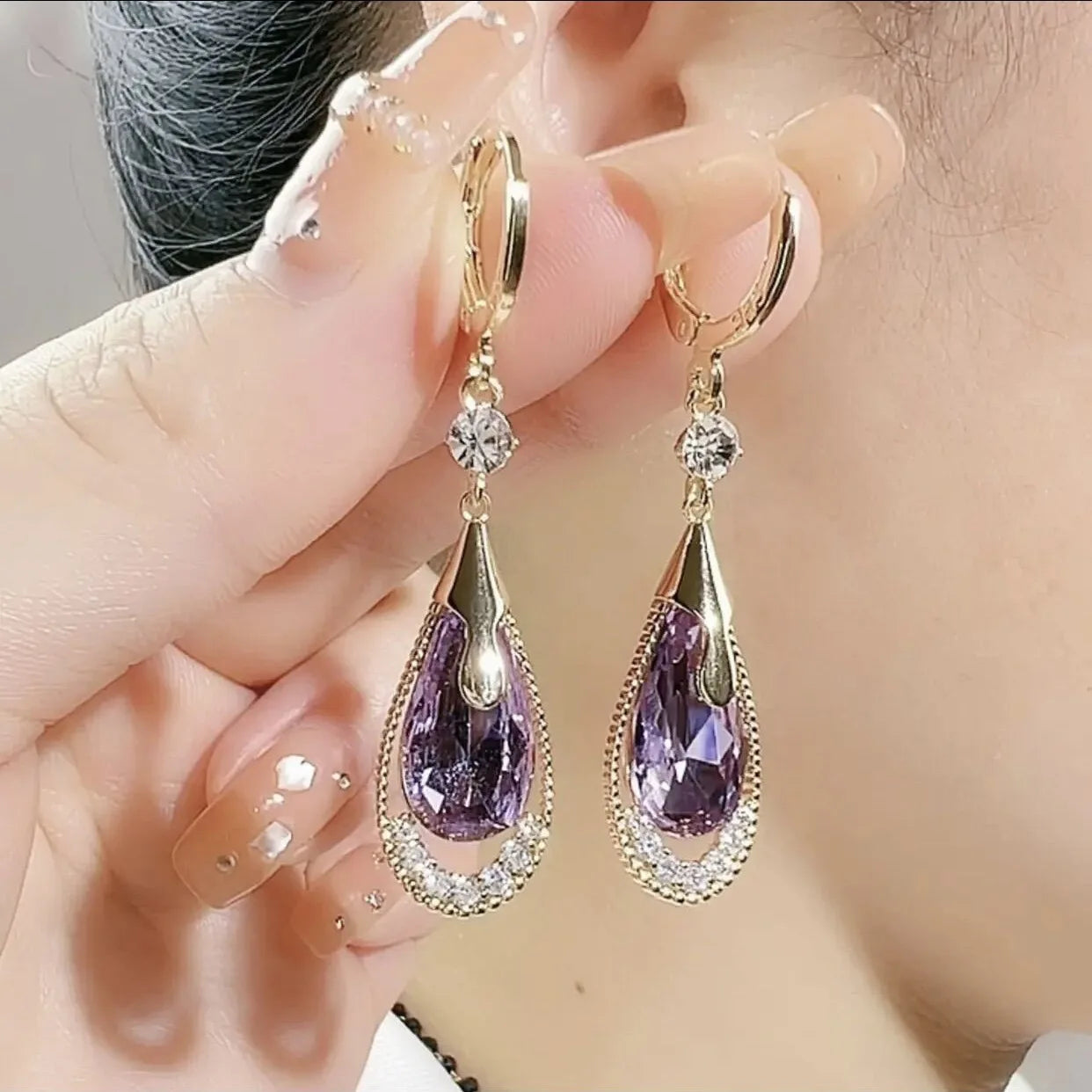 Trend Korean New Zircon Earrings for Women Fashion White Green Moonlight Cat Eye Stone Earrings Party Jewelry Gifts Aretes