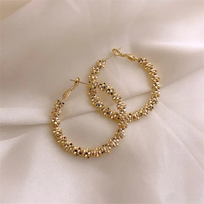 Minimalist  Metal Hoop Earring for Woman Trendy Round Circle Statement Earrings Brincos  Party Jewelry