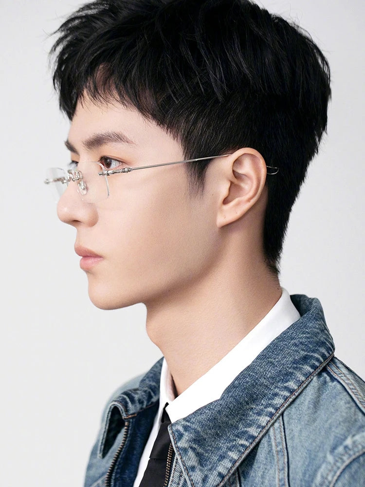 Unisex Fashion  Anti Blue Light Glasses Clear Glasses Computer Glasses YIBO Style Rimless Eyeglasses Plain Eyewear Face Decor