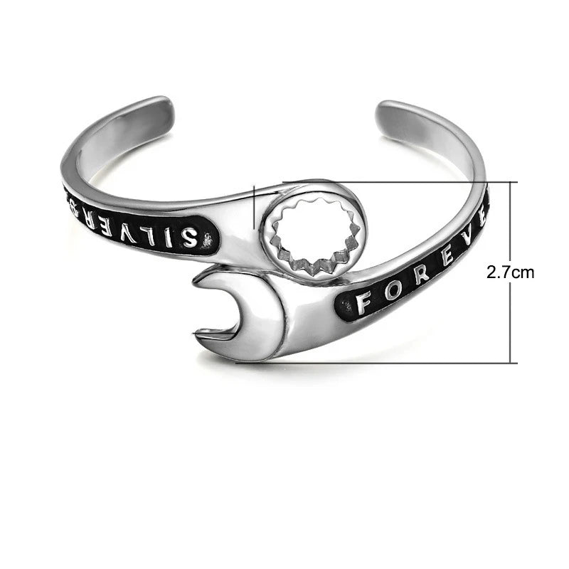 Fashion Wrench Bracelet Repair Tool Wrench Cuff Open Bracelet Men Motorcycle Rider Punk Rock Party Jewelry Gift