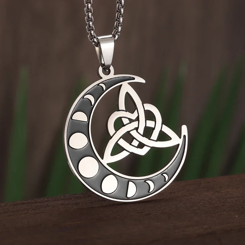 Stainless Steel Witch Knot Necklace for Men and Women, Fashionable Irish Celtic Knot, Lucky Jewelry Gift for Girls