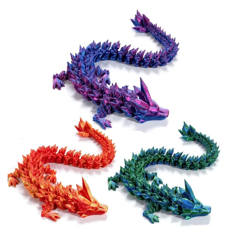 3D Printed Gem Dragon Western Style Colorful Full Body Movable Dragon Toy Crafts Desktop Dragons Figurines Ornament Table Decor