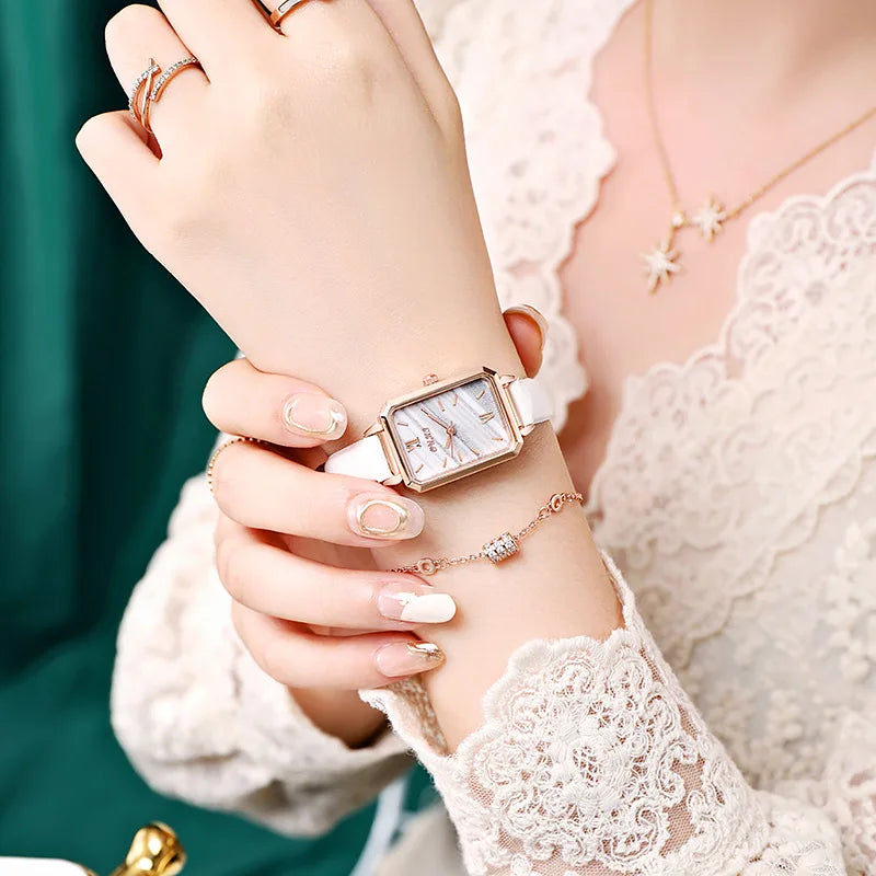 Small Square Watch with Rhinestones for Women Simple Casual Fashion Small Green Quartz Watch Ladies Wrist Watches Reloj Mujer