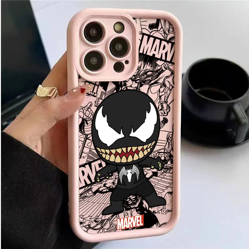 Cool Graffiti Marvel Venom Soft Phone Case for iPhone 16 15 14 13 12 11 Pro Max 7 8 16 15 Plus X XS XR SE 2020 Bumper Back Cover