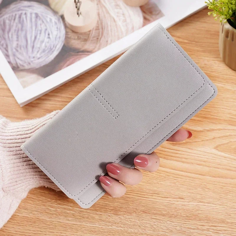 PU Leather Long Women Thin Wallets Large Capacity Female Coin Purses Hasp Clutch ID Credit Multi-Card Holder Money Bag Clip