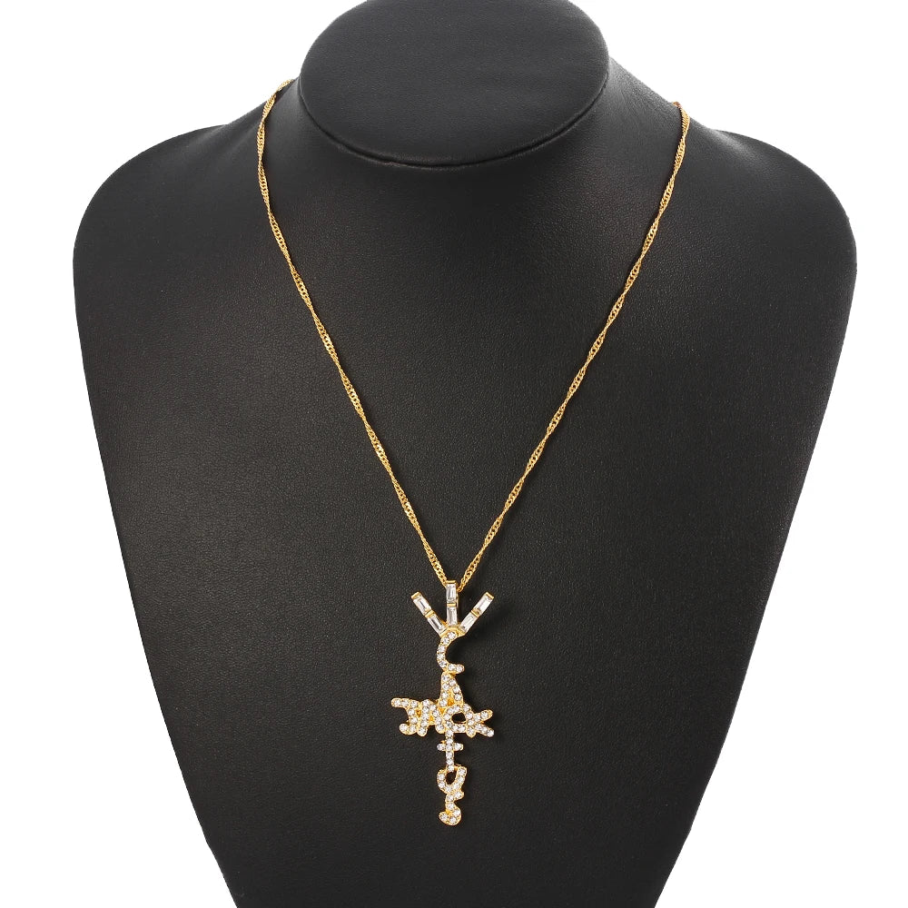 Scott Product Brand Cactus Jack Shape Pendant Necklace Ice Crystal Cubic Zirconia Pendant Hip Hop Jewelry Gift