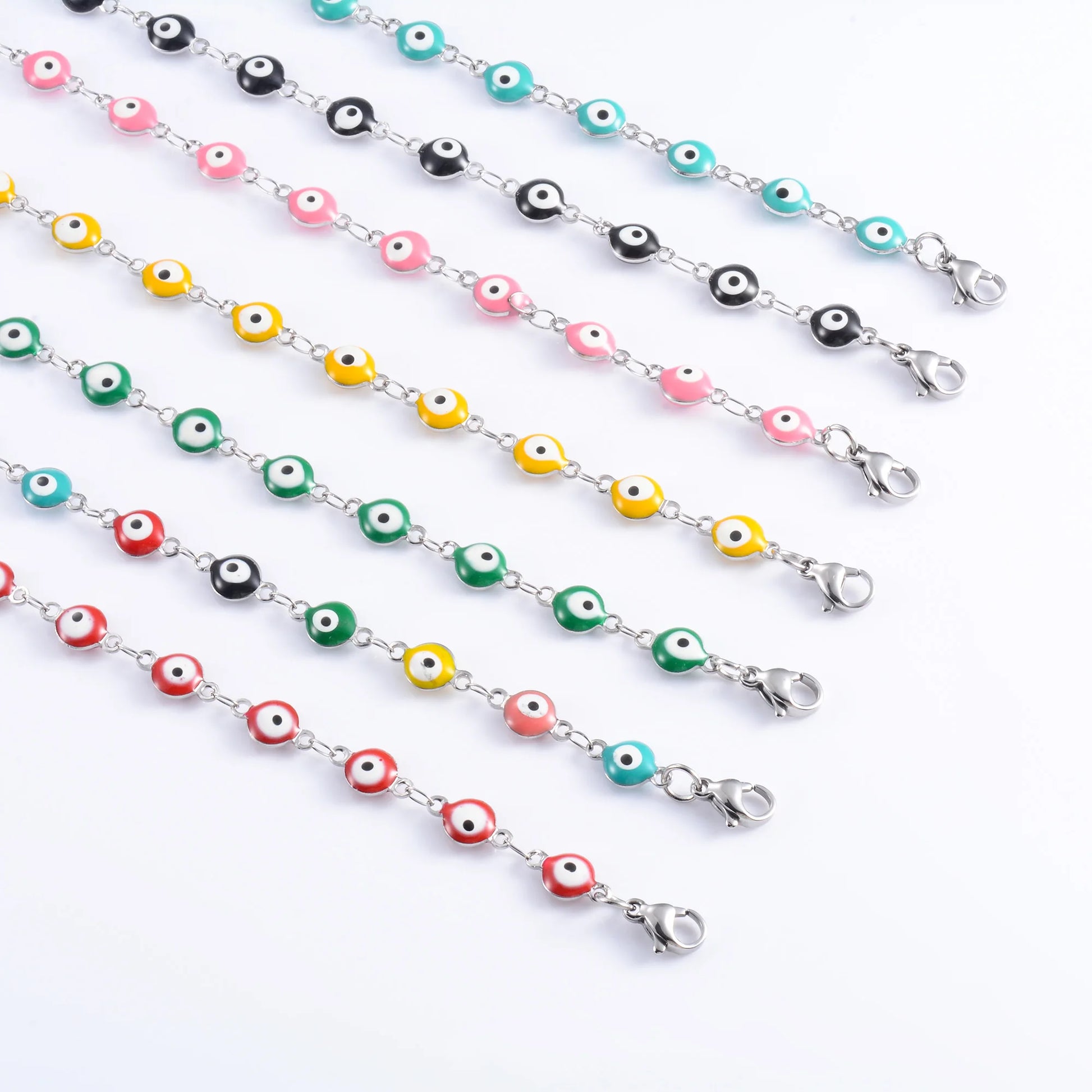 6mm Wide Egg Evil Turkey Eye Chain Stainless Steel Bracelet for Women Girl Ankle Anklet Summer Jewelry Accessories for Hand Foot