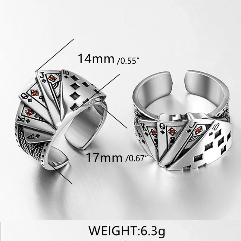Cool Playing Card Finger Ring Open Adjustable Resizable Band Ring