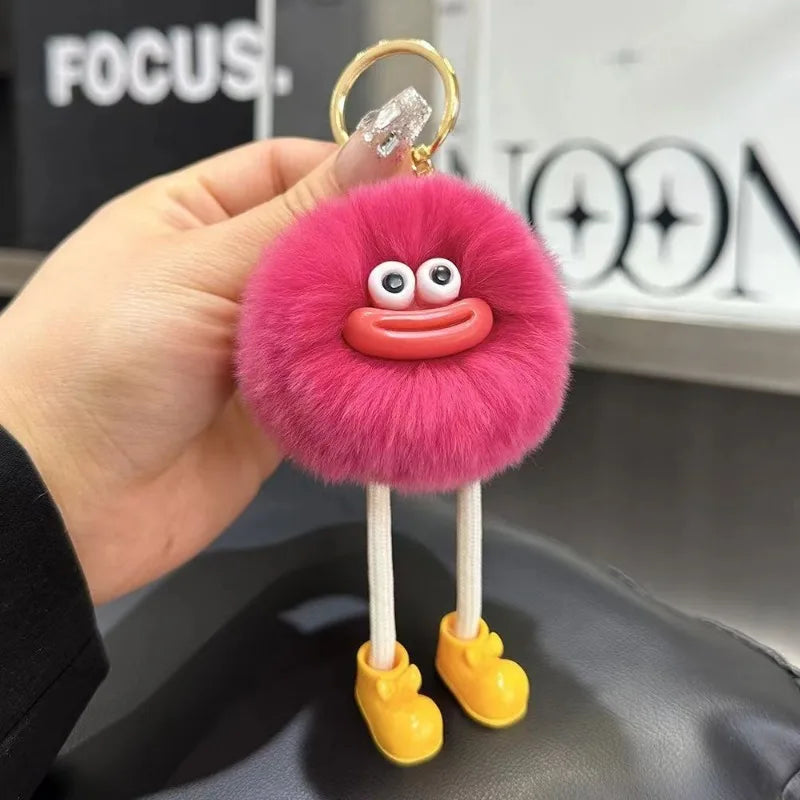 Cute Big Eyes Plush Toys Keychain Cartoon Briquettes Keychain Briquettes Car Keychain Pendant Korean Plush School Bag Pendant