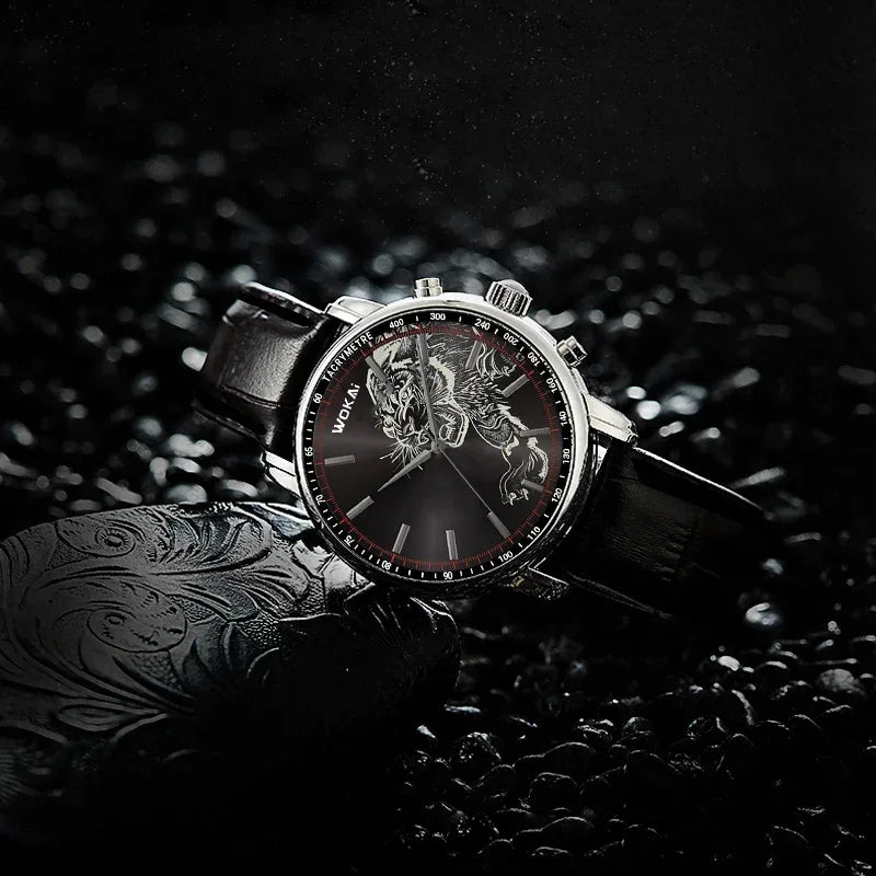 GENEVA High Quality Men's Luxury Belt Fashion Quartz Watch Men Round Business Student Sport Waterproof Glow