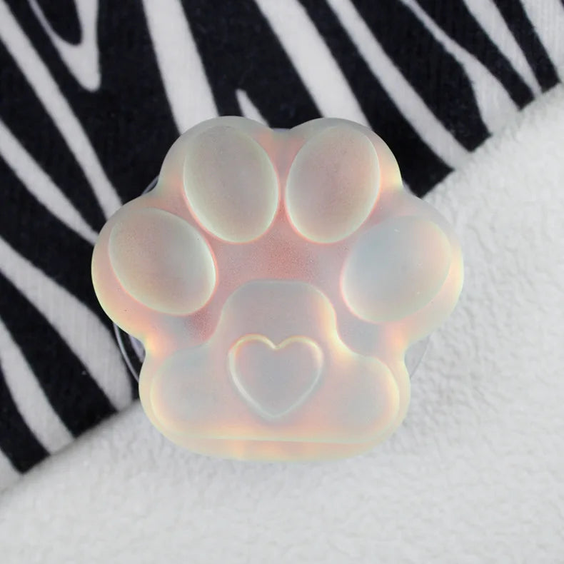 Foldable Phone Stand ABS Cute Cat Paw Love Heart Finger Ring Holder Matte Translucent Sticky Bracket for iPhone Samsung Huawei