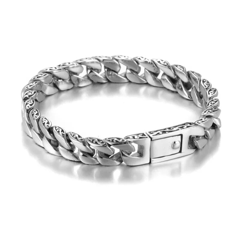 Nordic  Celtic Double Wolf Head Men's Stainless Steel Chain Bracelet Byzantine King Chain Punk Rock Party Jewelry