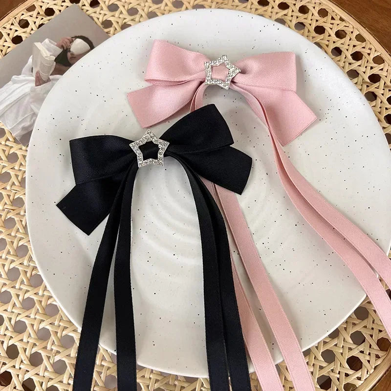 1/2pcs Star Bowknot Hair Clips for Girls Kawii Barrettes Cute Hair Accessoires Kids Colored Ribbon Woman Hairpins Hairgrip Gifts