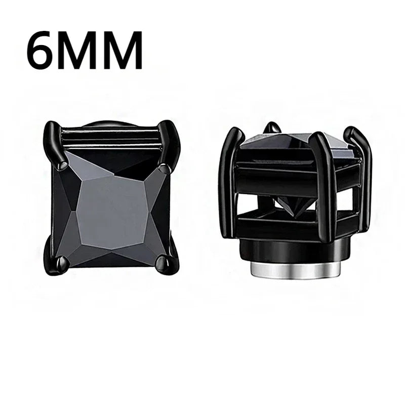 1Pairs Crystal Strong Magnetic Ear Stud Clip Earrings for Men and Women Punk Round Zircon Magnet Earrings Non Piercing Jewelry