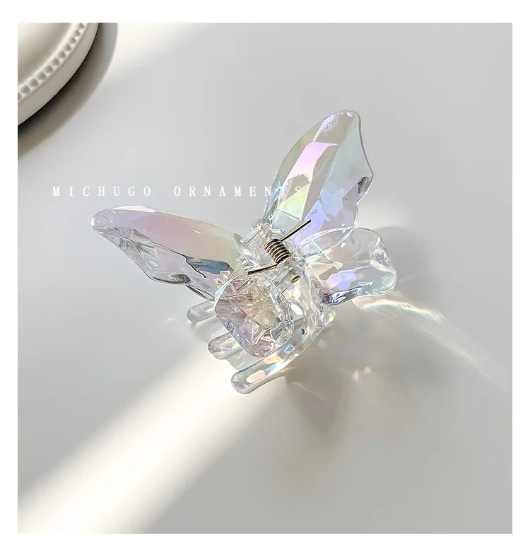Crystal Butterfly Mermaid Hair Claw Girls Back Head Clamp Clip Transparent Large Hair Clips Hairpins Headdress Hair Accessories