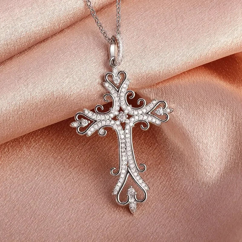 Vintage Christian Ice Crystal Jesus Head Pendant Necklace for Men and Women Cross Catholic Amulet Jewelry