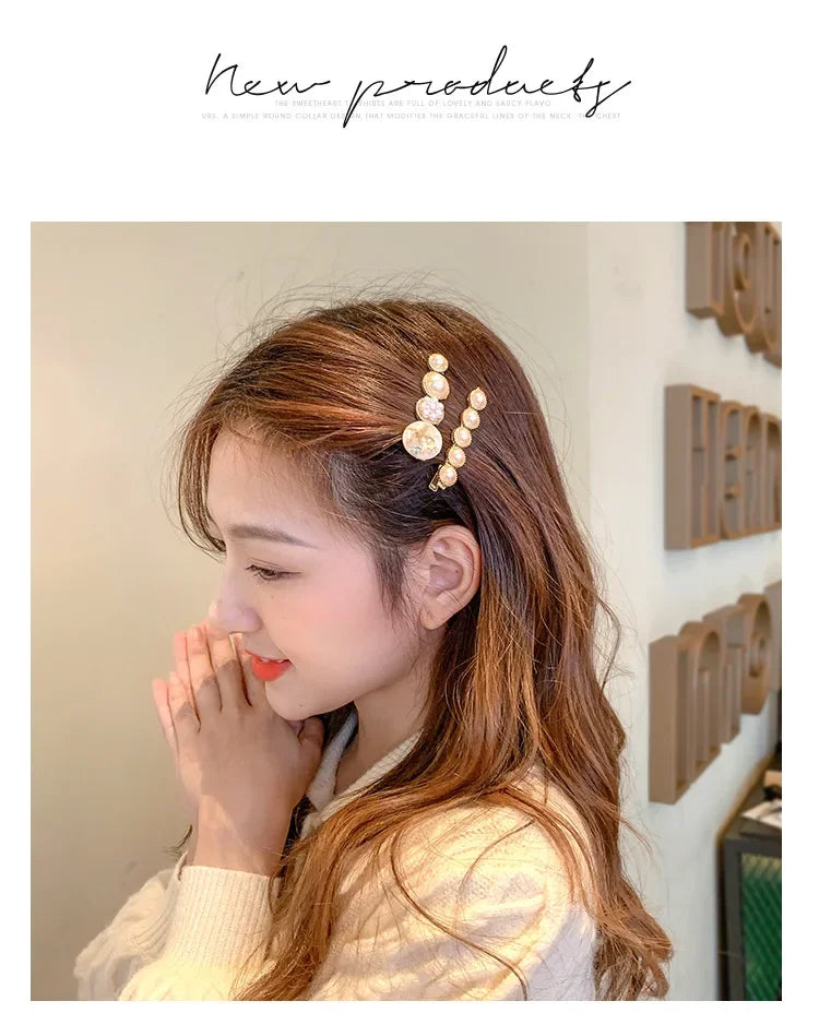 5pcs Women's Hairpin Side Hair Clip Set Designer Pearl Headwear Bangs Hairpin Headpiece Hair Accessories Hairwear Duckbill Clip