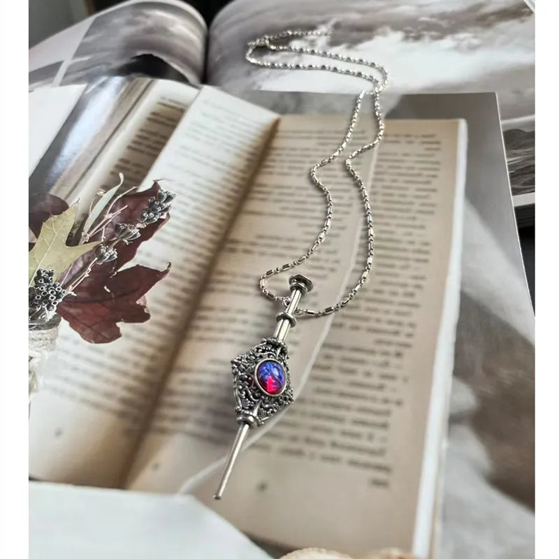 Magic Witch Necklace Women\\'s Vintage Blood Pack Removable Witch Wand Pendant Cosplay Jewelry Couple New Lover Gift