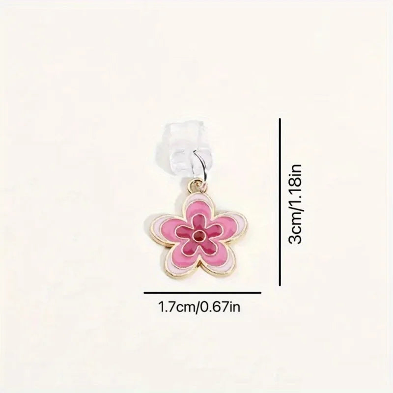 Pink flowers Phone Charging Port Anti-Dust Plug For Apple iPhone Samsung USB Type C Android Port Protector Lossproof Dustplugs