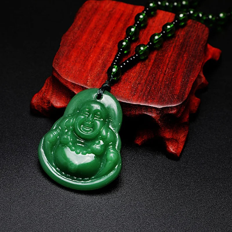 Exquisite Luxury Bamboo Imitation Jade Dragon Column Phoenix Necklace Suitable for Men and Women's Fashionable Charm Jewelry