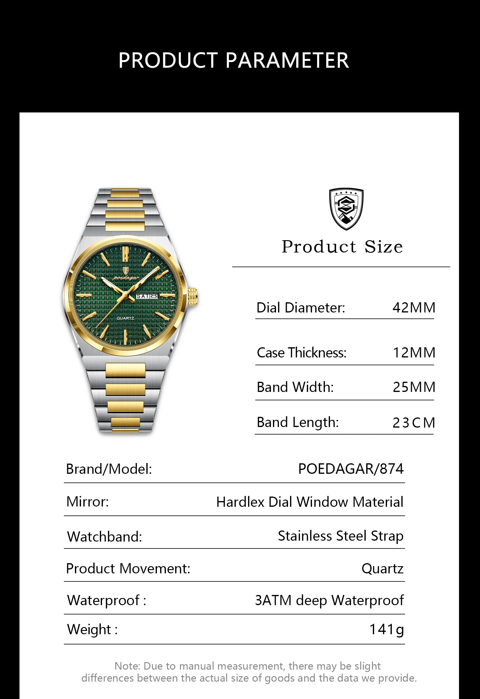 POEDAGAR Luxury Men Watch Date Week Waterproof Luminous Stainless Steel Watch For Man Casual Quartz Men's Watches Male Sport+Box