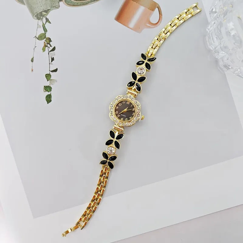 New Women Watch Wheat Ear Diamond Strap Quartz Watch Violet Petal Female Student Bracelet Wristwatch Relojes Para Mujer