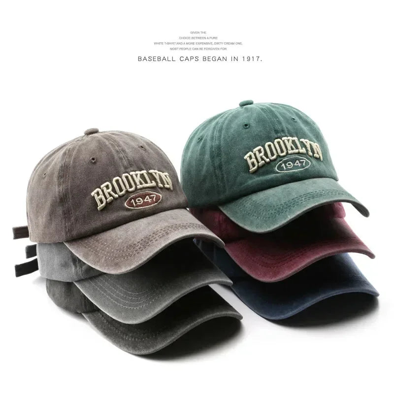 Men Women Spring Summer Retro brooklyn Letter Baseball Caps Cotton Embroidery Adjustable Casual Hat Hip Hop Streetwear Sun Hats
