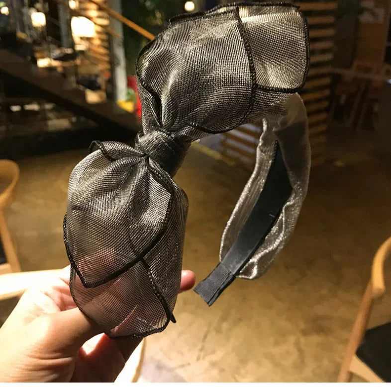 Bow Hairband Black Mesh Headband for Women Korean Fashion Double Layers Headbands with Lips Print Ladies Hair Accessories