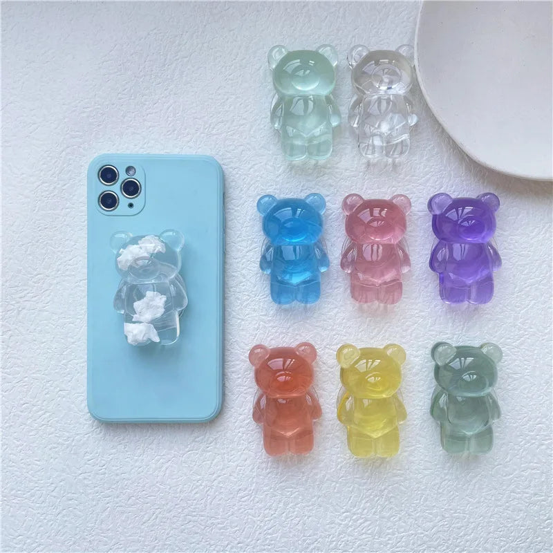 Korea Glitter Bear Cell Phone Holder Grip Tok Bracket for iPhone Samsung Xiaomi Foldable Car Folding Mobile Socket Stand