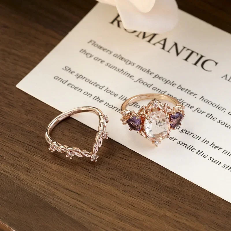 Classic Set Women Ring Simple Small Fresh Copper Inset Artificial Zircon Fashion Personality Trend Fashion Luxury