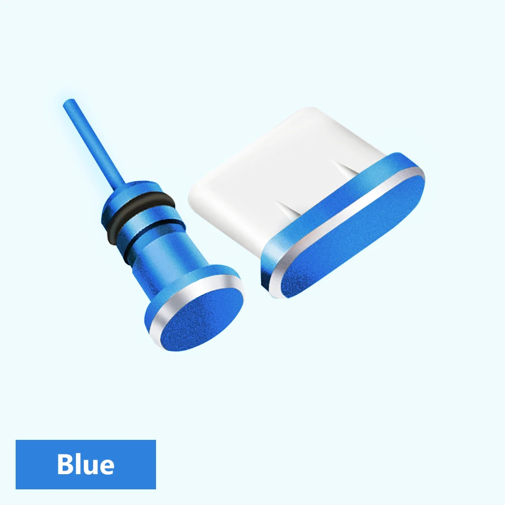 Metal Type C Dust Plug 3.5mm Earphone Jack Sim Card Pin Port Anti-dust Plug Cover Cap for Samsung Huawei Xiaomi iPhone Dust Plug