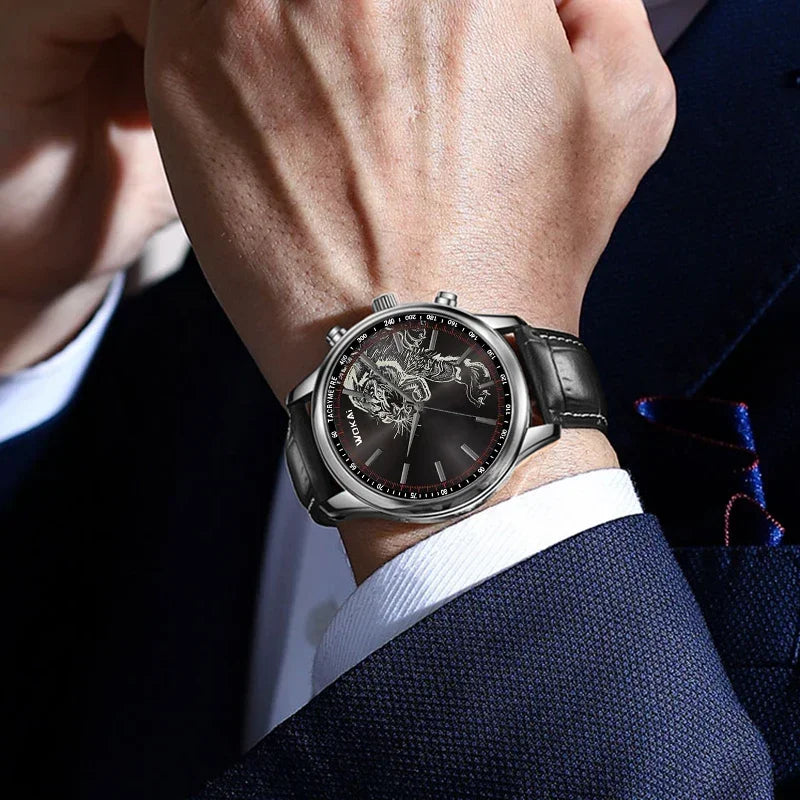 GENEVA High Quality Men's Luxury Belt Fashion Quartz Watch Men Round Business Student Sport Waterproof Glow