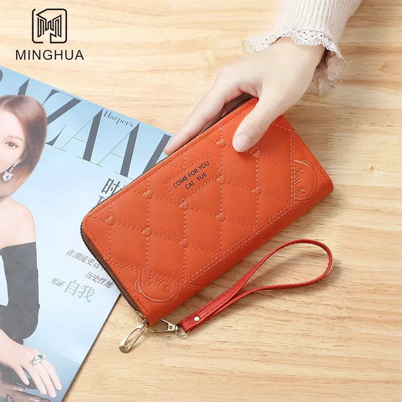 New Wallet Women's European and American Card Bag Zipper Handbag Embroidered Mobile Phone Bag