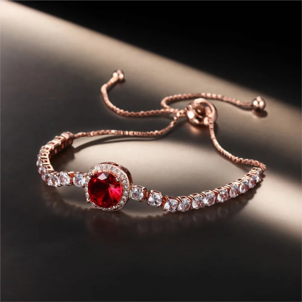 Sparkling Ajustable Tennis Bracelets For Women Men Punk Square Cubic Zirconia Hand Chain Rose Gold Plated Jewelry Gift KCH086