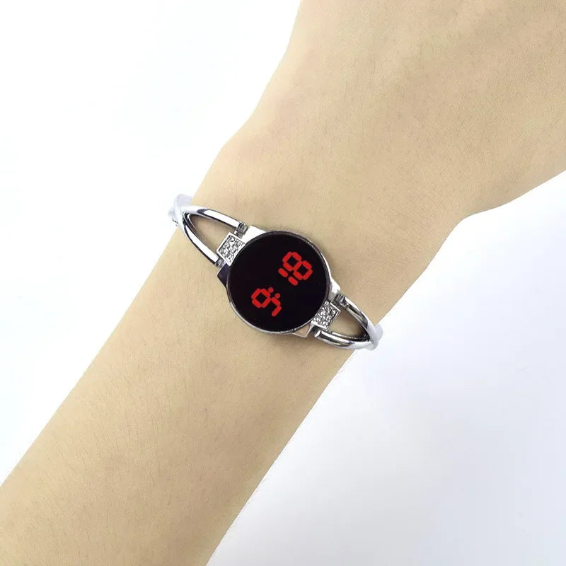 LED Fashion Watch for Women Bracelet Touch Screen Ladies Time Steel Band Electronic Student Ladies Simple Style Watches