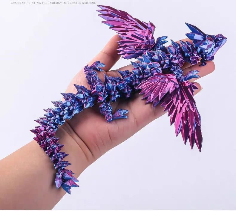 3D Printed Gem Dragon Western Style Colorful Full Body Movable Dragon Toy Crafts Desktop Dragons Figurines Ornament Table Decor