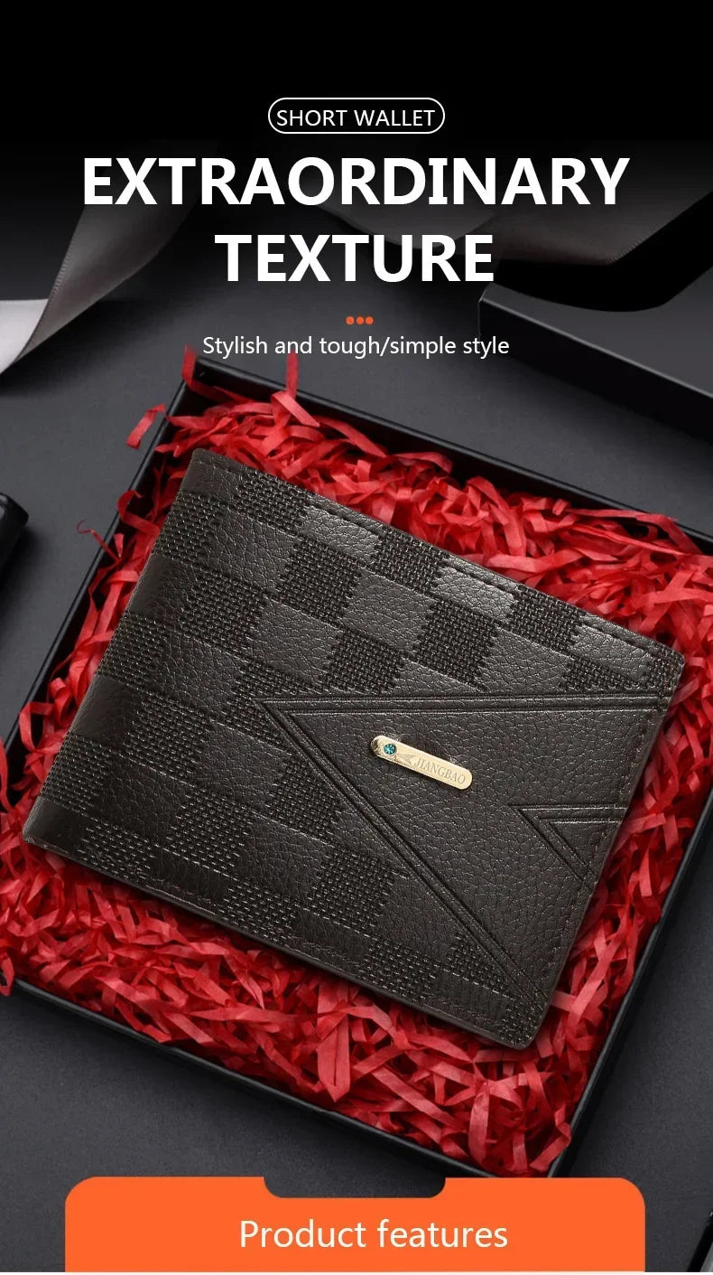 Men's Wallet Short Anti-theft Brush Anti-degaussing Business Wallet Youth Cross Light Luxury Large Capacity Multi-card